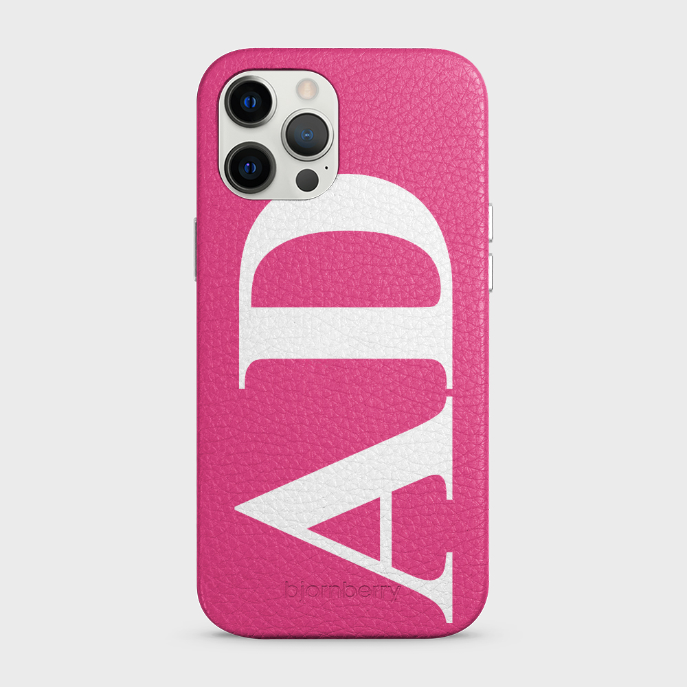 iPhone 12 Pro Max Personalised Leather Case - Large Initials - 32