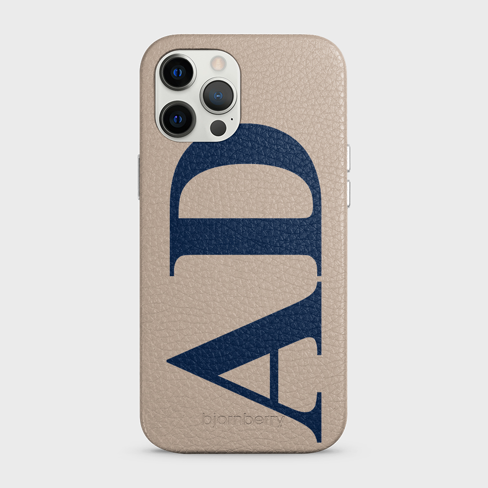 iPhone 12 Pro Max Personalised Leather Case - Large Initials - 37