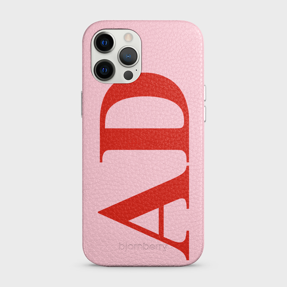 iPhone 12 Pro Max Personalised Leather Case - Large Initials - 11
