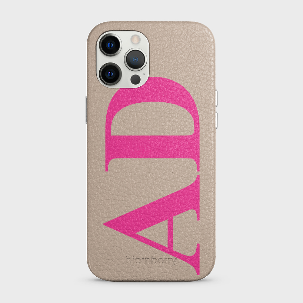 iPhone 12 Pro Max Personalised Leather Case - Large Initials - 38