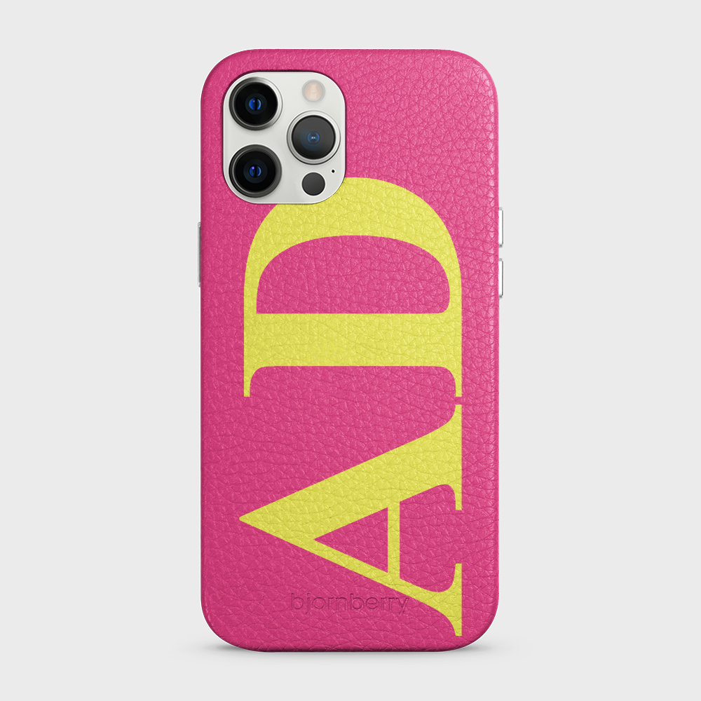iPhone 12 Pro Max Personalised Leather Case - Large Initials - 33