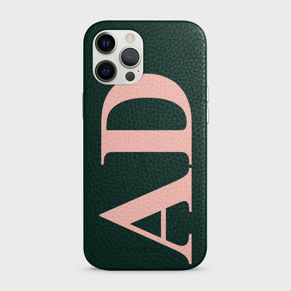 iPhone 12 Pro Max Personalised Leather Case - Large Initials - 25