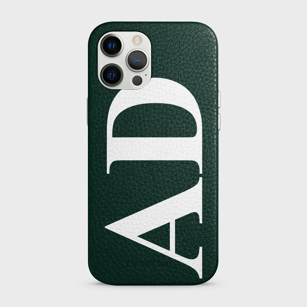 iPhone 12 Pro Max Personalised Leather Case - Large Initials - 28