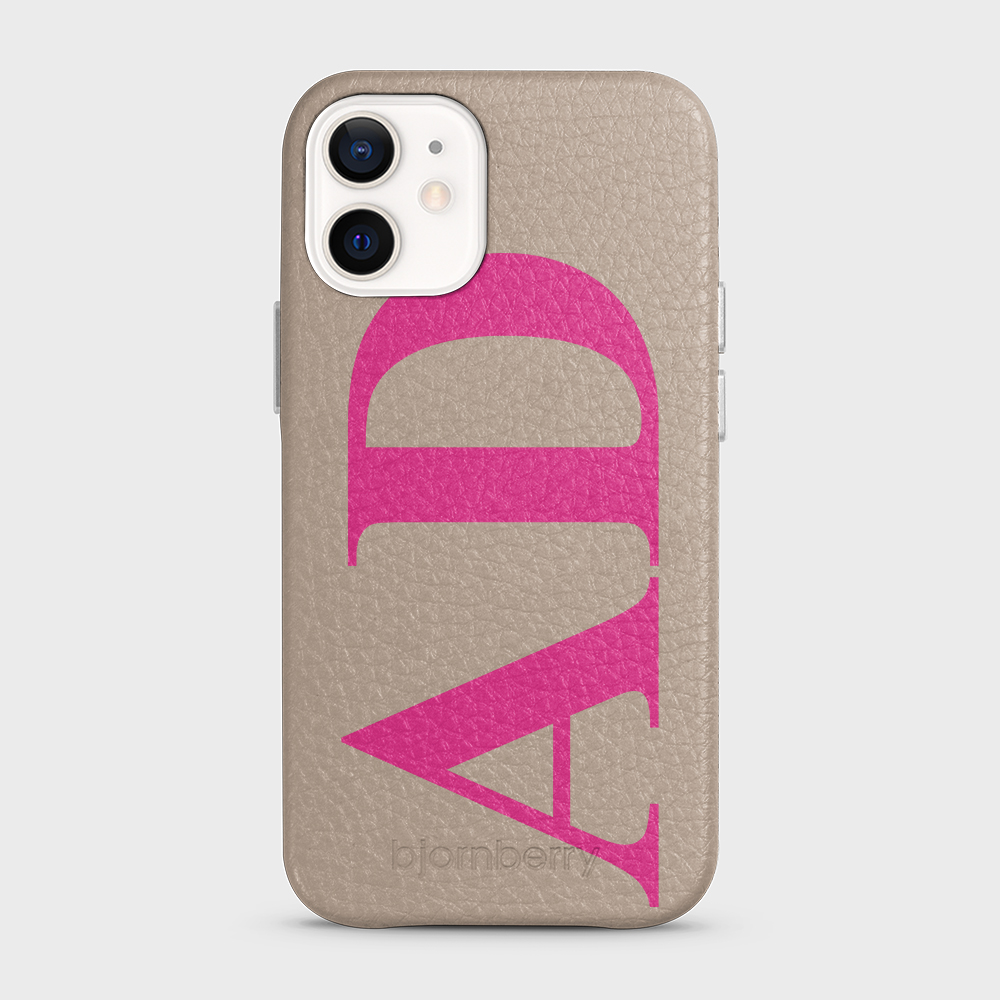iPhone 12 Mini Personalised Leather Case - Large Initials - 24