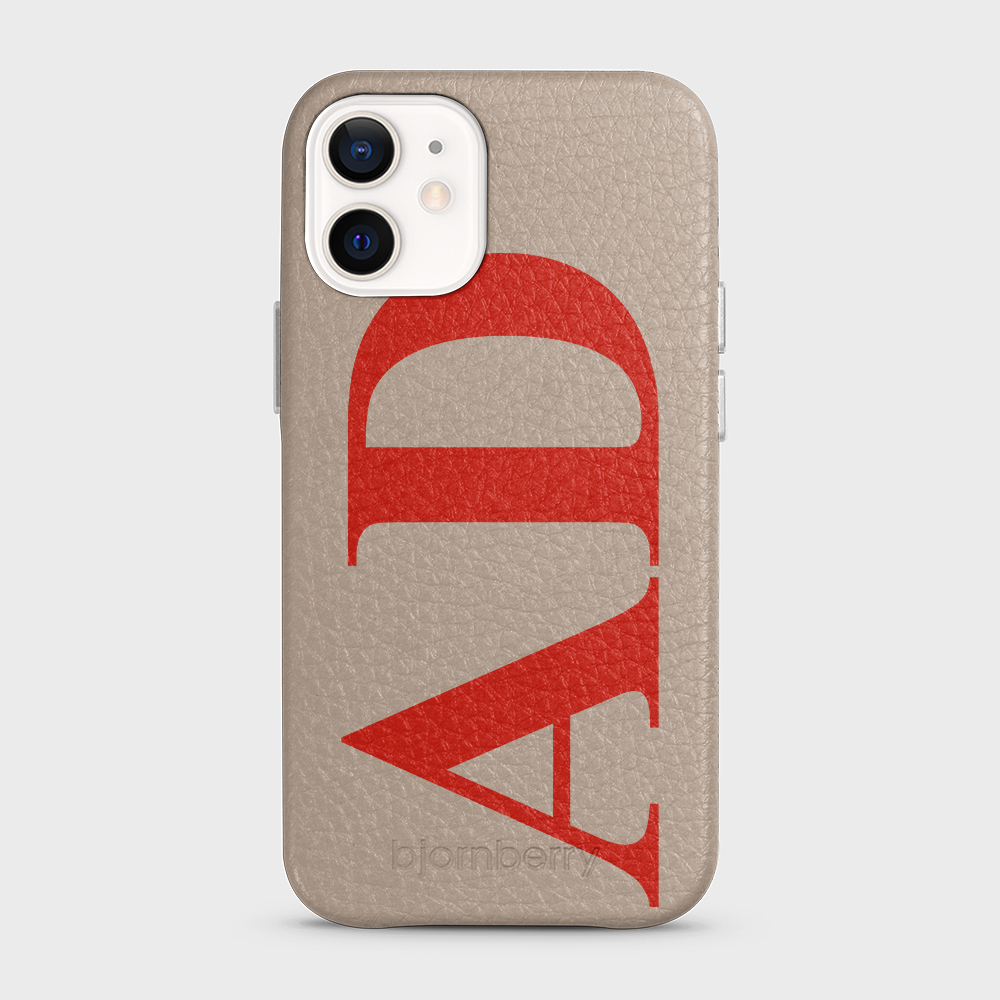 iPhone 12 Mini Personalised Leather Case - Large Initials - 26
