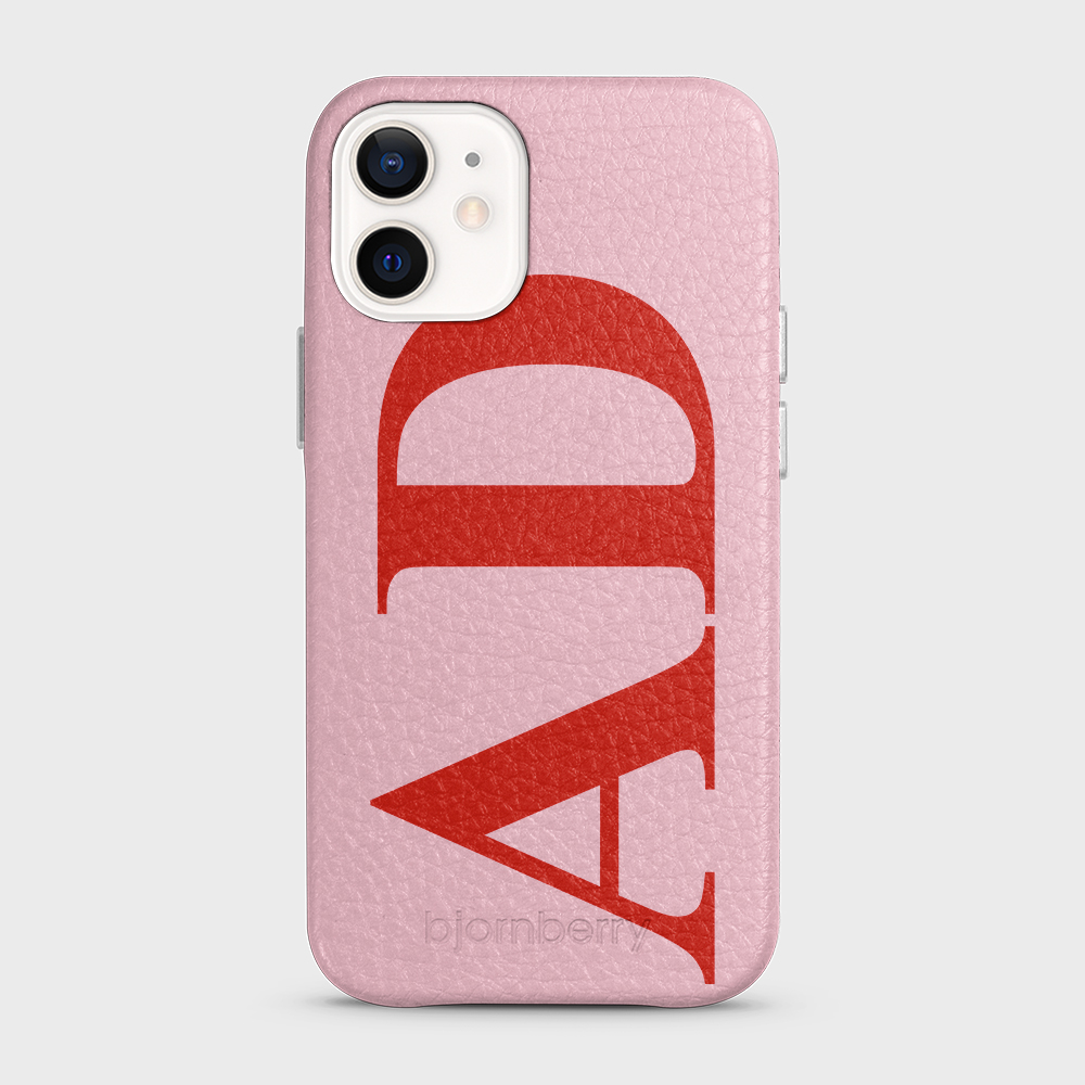 iPhone 12 Mini Personalised Leather Case - Large Initials - 5
