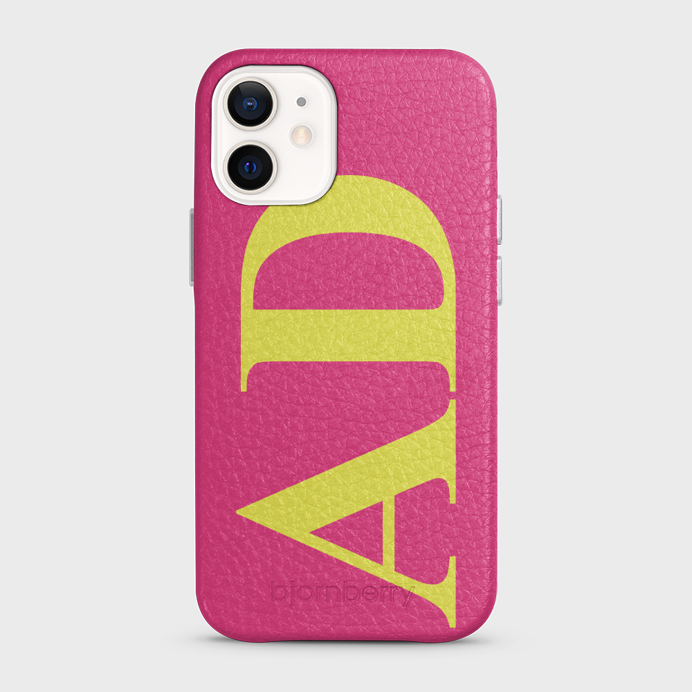 iPhone 12 Mini Personalised Leather Case - Large Initials - 22