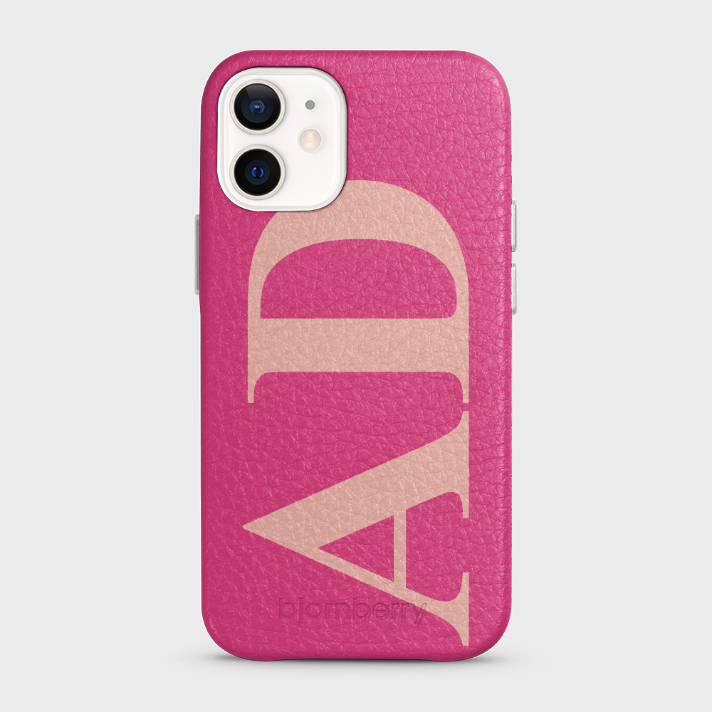 iPhone 12 Mini Personalised Leather Case - Large Initials - 18