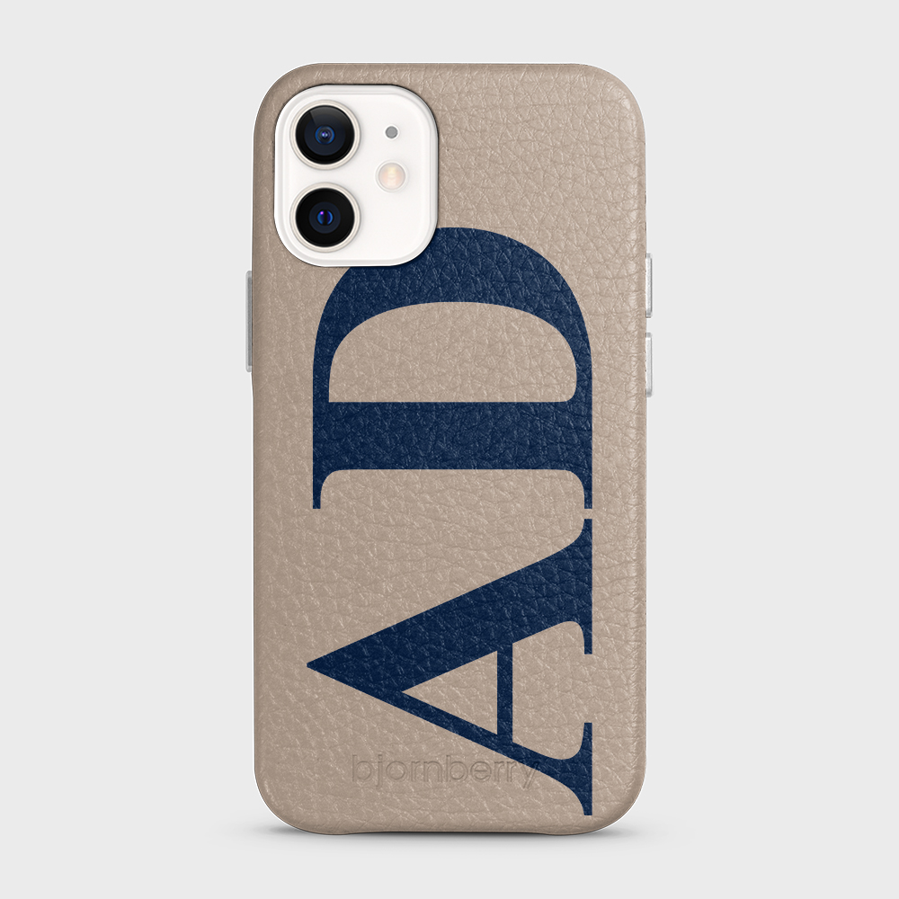 iPhone 12 Mini Personalised Leather Case - Large Initials - 23