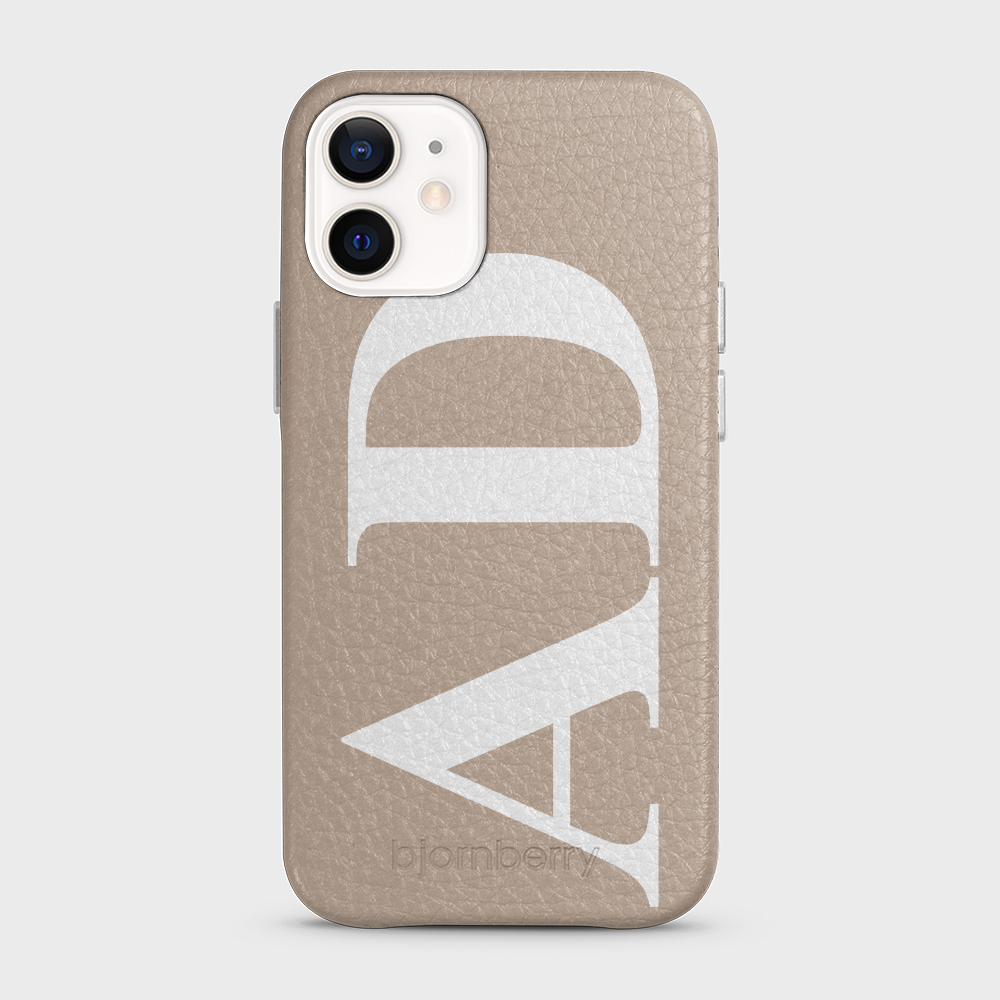 iPhone 12 Mini Personalised Leather Case - Large Initials - 28