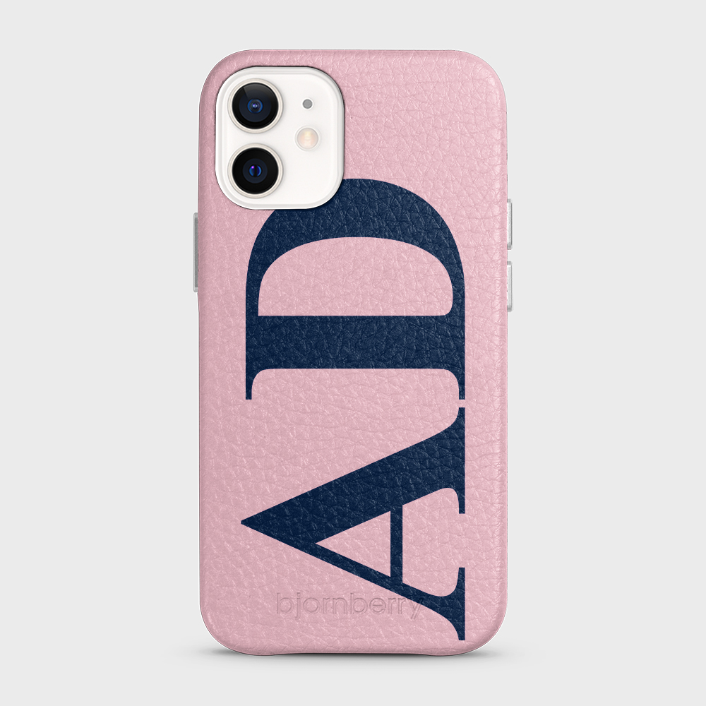 iPhone 12 Mini Personalised Leather Case - Large Initials - 2