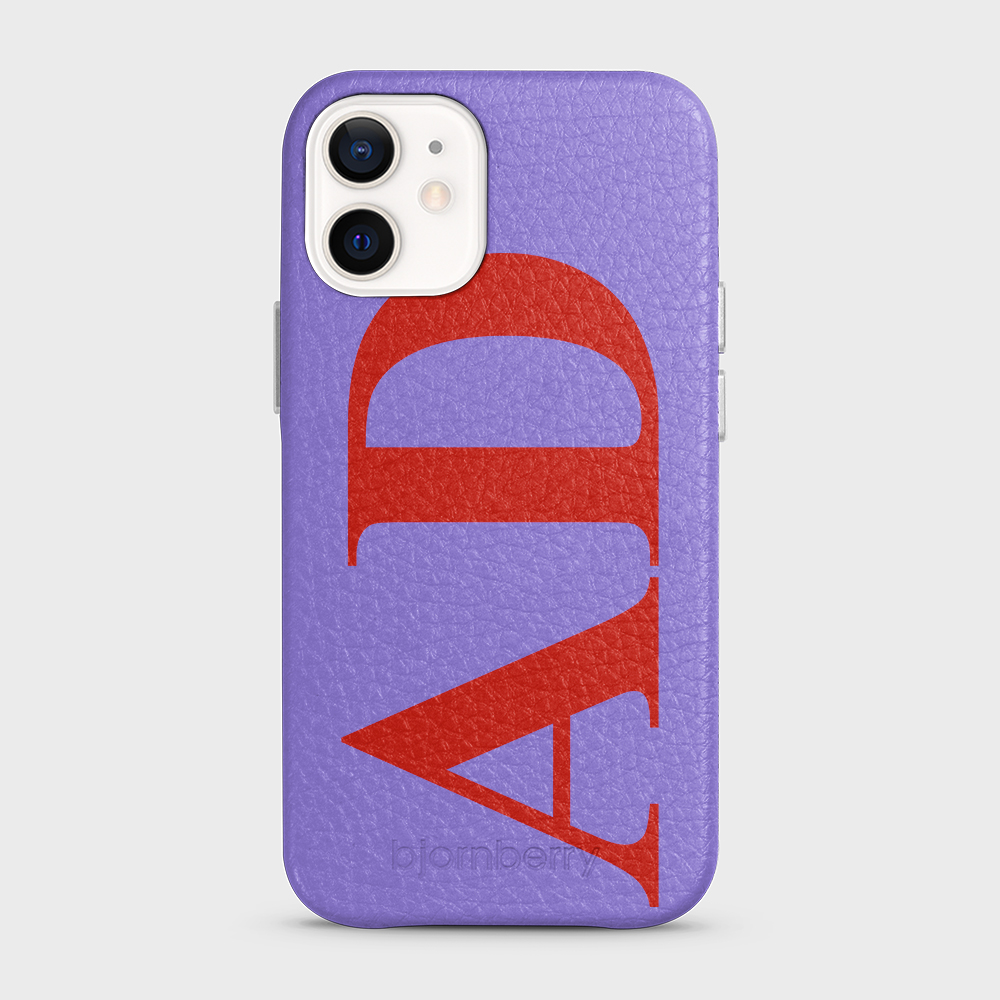 iPhone 12 Mini Personalised Leather Case - Large Initials - 12