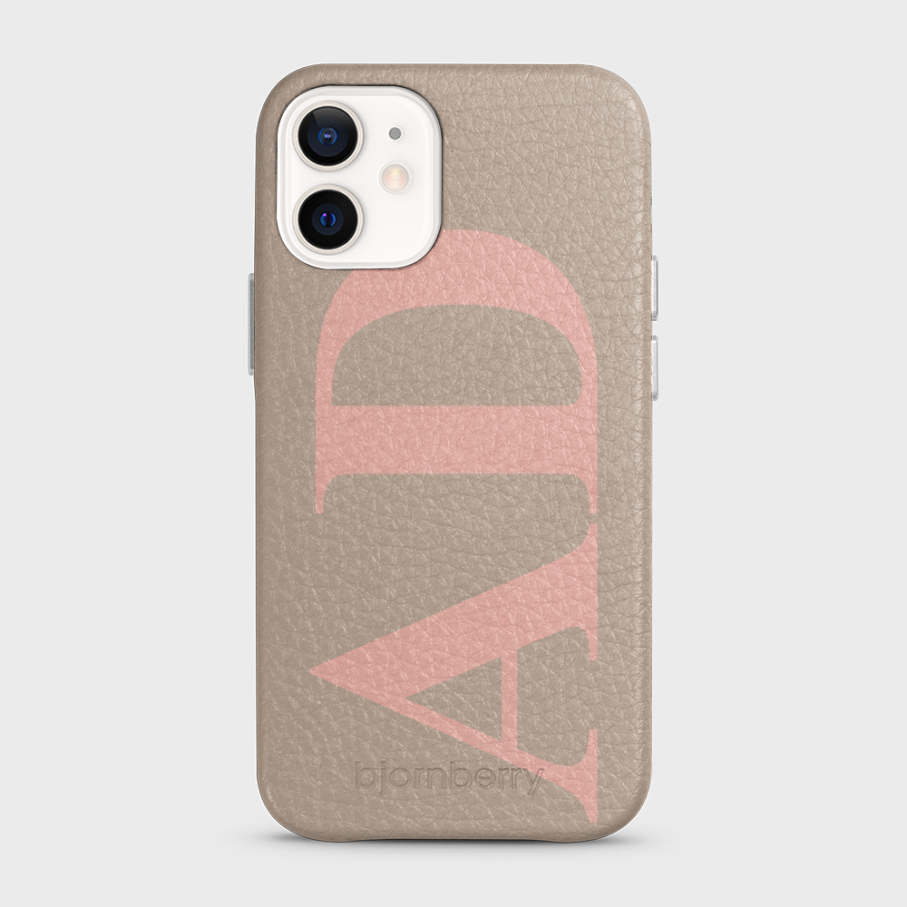 iPhone 12 Mini Personalised Leather Case - Large Initials - 25