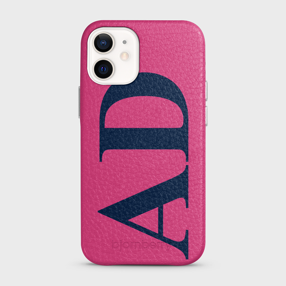 iPhone 12 Mini Personalised Leather Case - Large Initials - 16