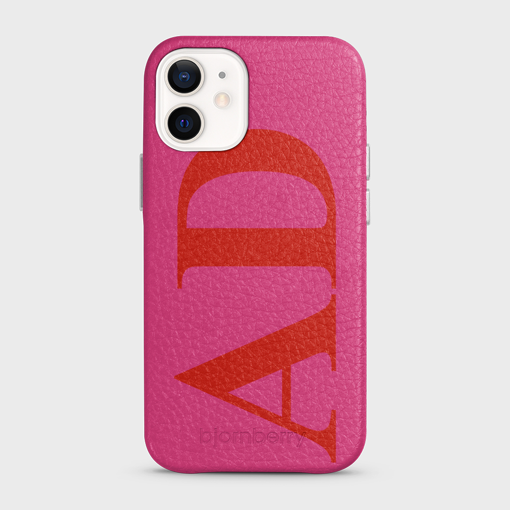 iPhone 12 Mini Personalised Leather Case - Large Initials - 19