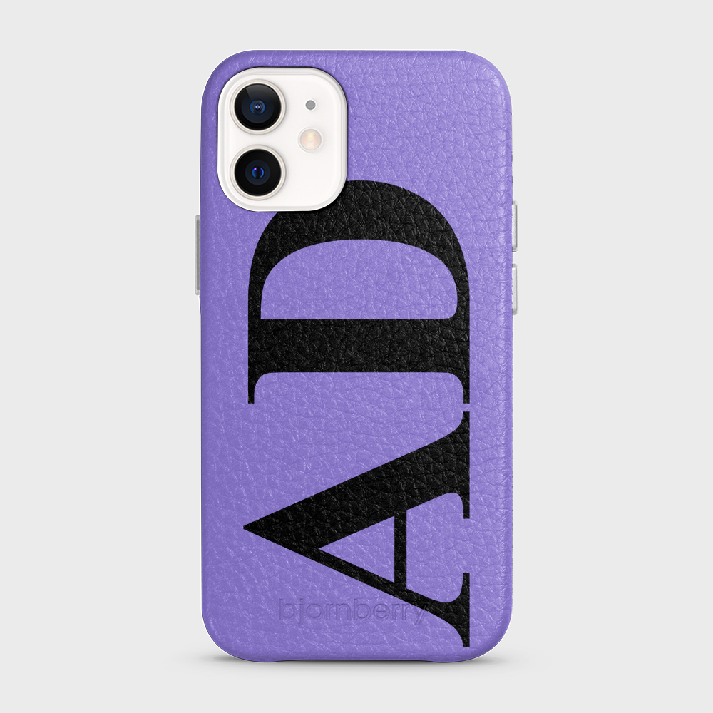iPhone 12 Mini Personalised Leather Case - Large Initials - 13