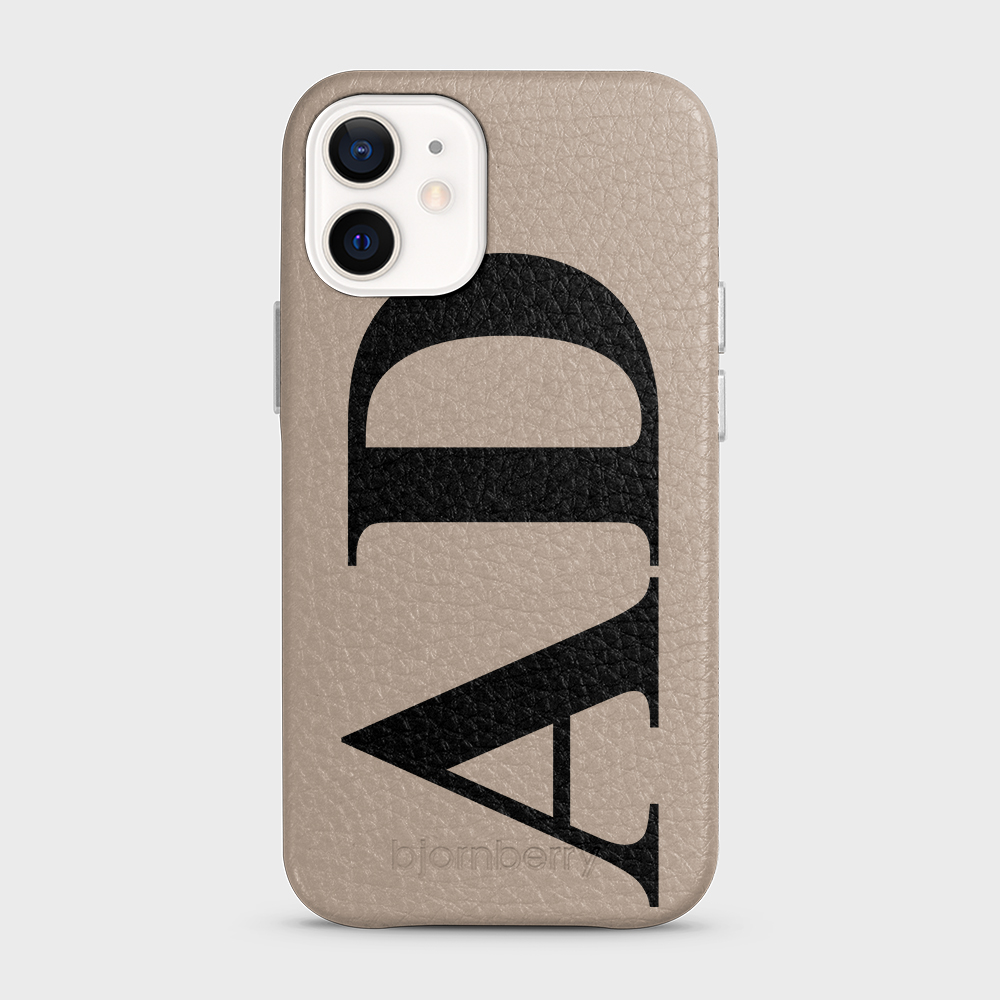 iPhone 12 Mini Personalised Leather Case - Large Initials - 27