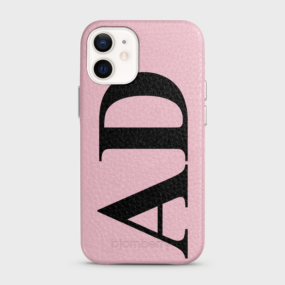 iPhone 12 Mini Personalised Leather Case - Large Initials - 6