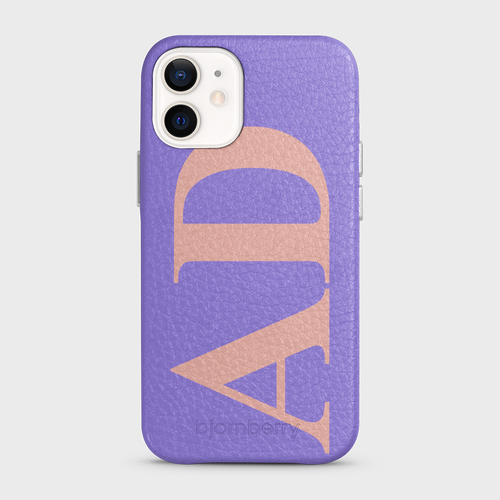 iPhone 12 Mini Personalised Leather Case - Large Initials - 11