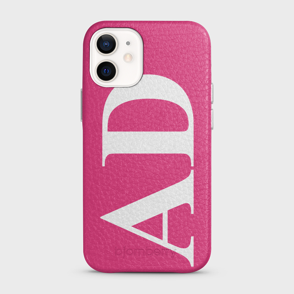 iPhone 12 Mini Personalised Leather Case - Large Initials - 21