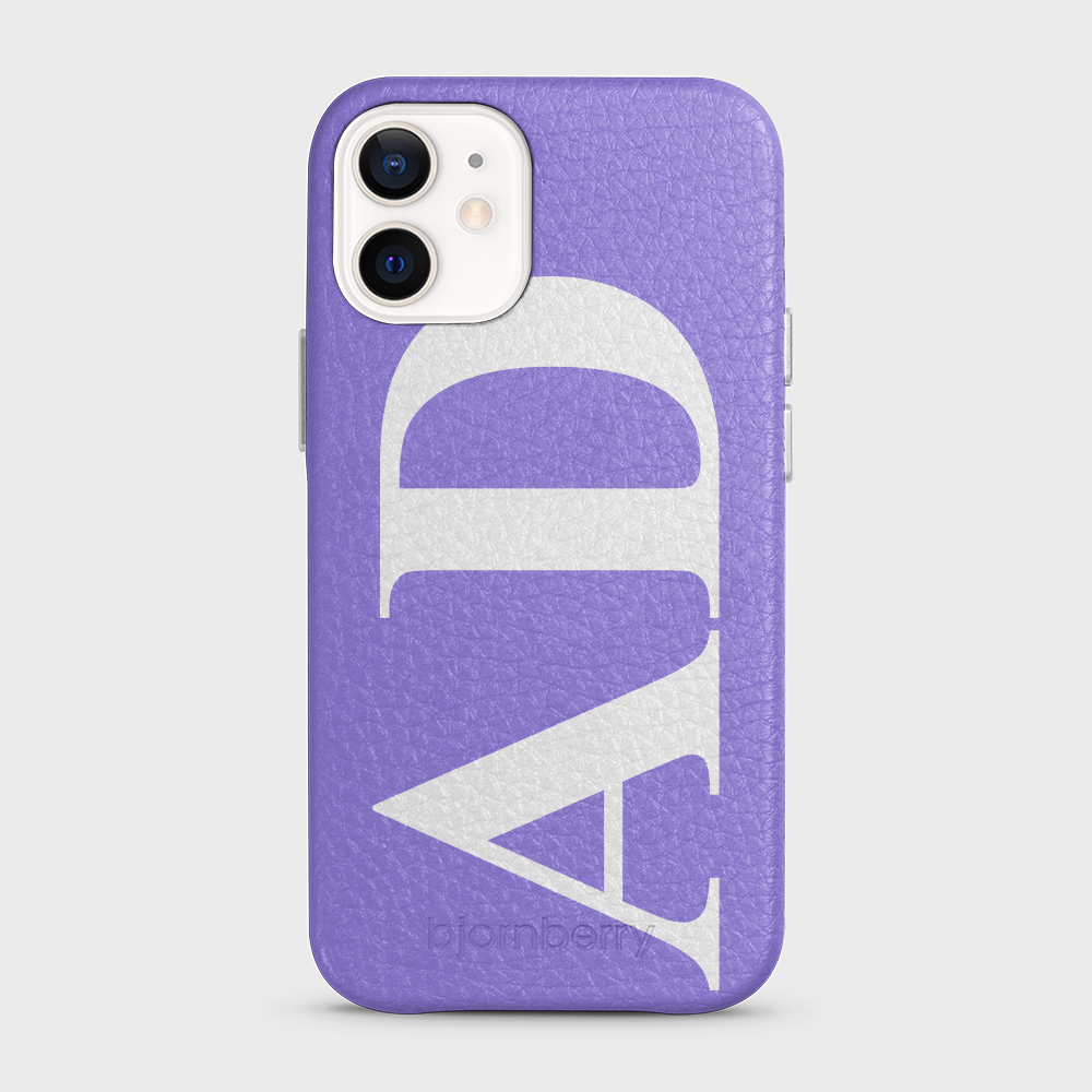iPhone 12 Mini Personalised Leather Case - Large Initials - 14