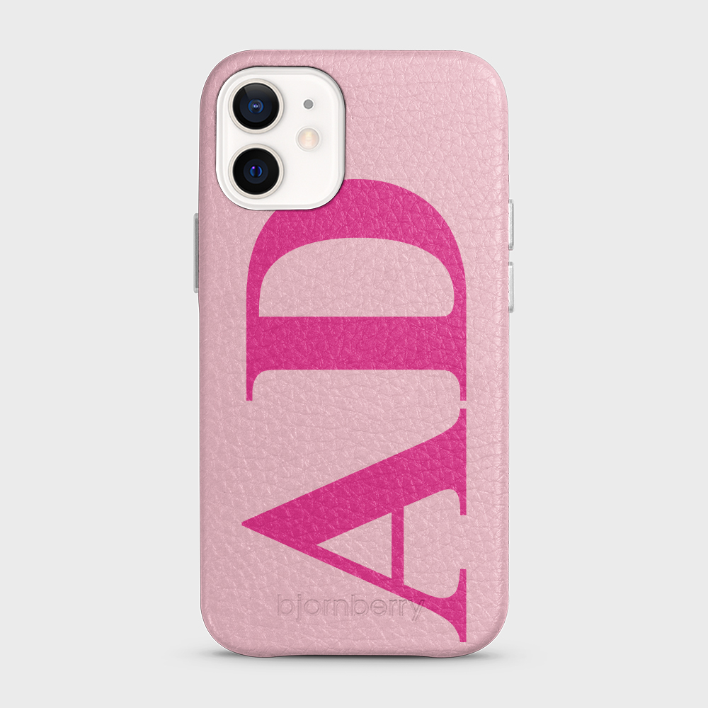 iPhone 12 Mini Personalised Leather Case - Large Initials - 3