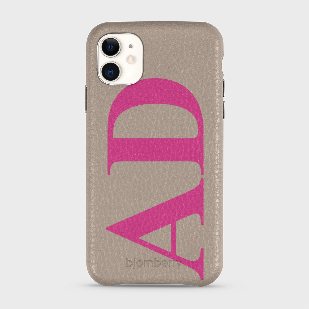 iPhone 11 Personalised Leather Case - Large Initials - 36