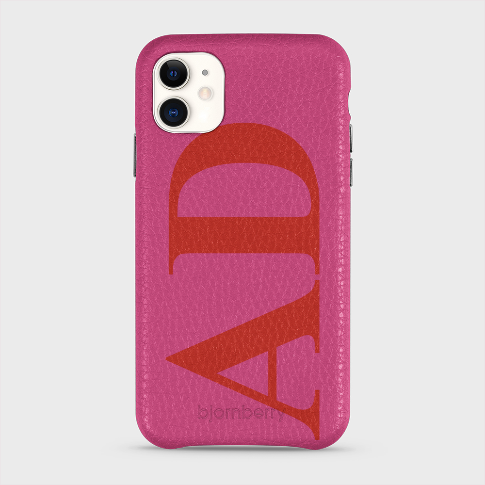 iPhone 11 Personalised Leather Case - Large Initials - 26