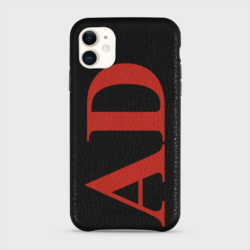 iPhone 11 Personalised Leather Case - Large Initials - 5