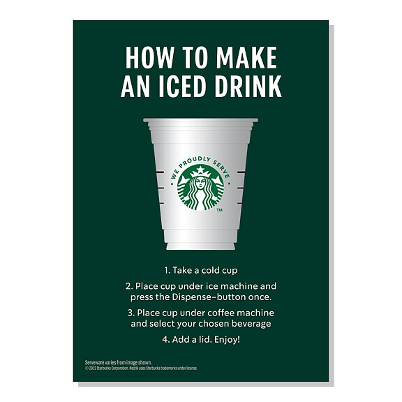 Starbucks A4 skylt How to make an iced drink.