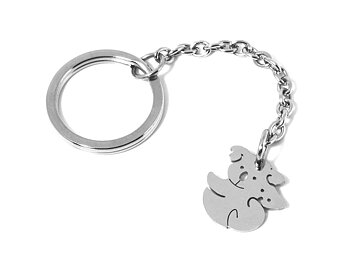 Koala med Unge Nyckelring i Rostfritt Stål, Koalamamma med Bebis Accessoar, Djur Nyckelhållare