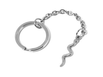Orm Nyckelring i Rostfritt Stål, Reptil Accessoar, Kräldjur Nyckelhållare