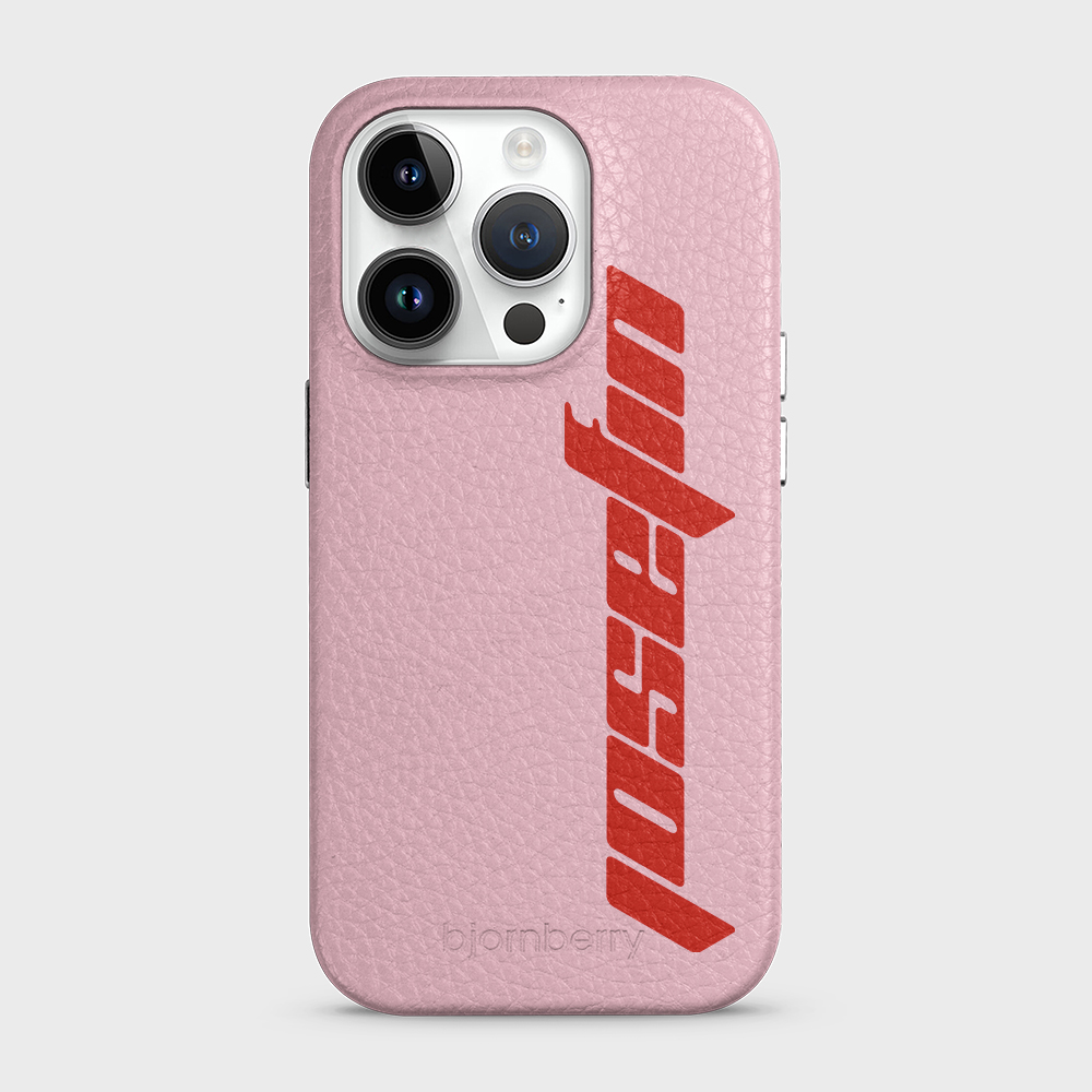 iPhone 14 Pro Personalised Leather Case - Futuristic Name - 11