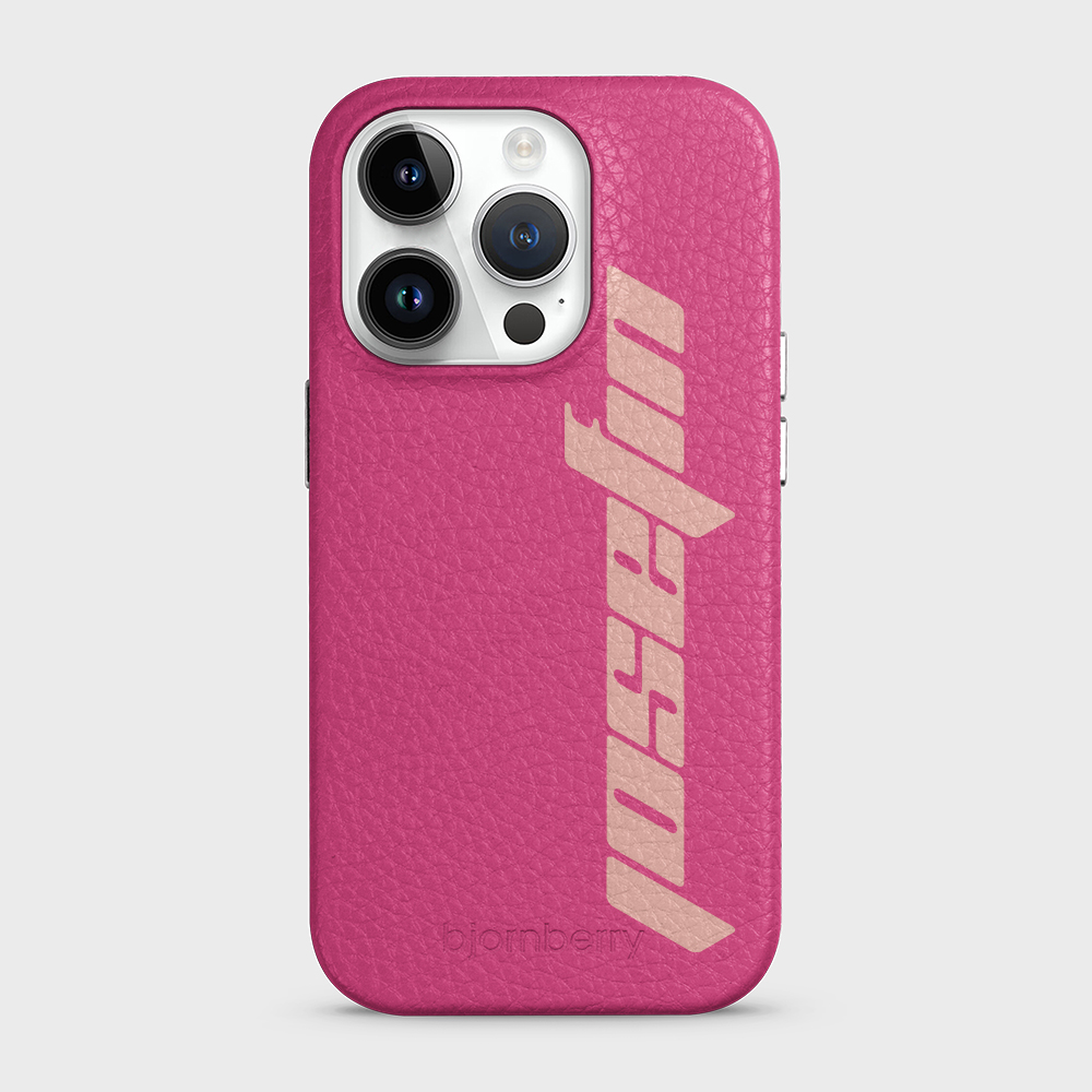 iPhone 14 Pro Personalised Leather Case - Futuristic Name - 24