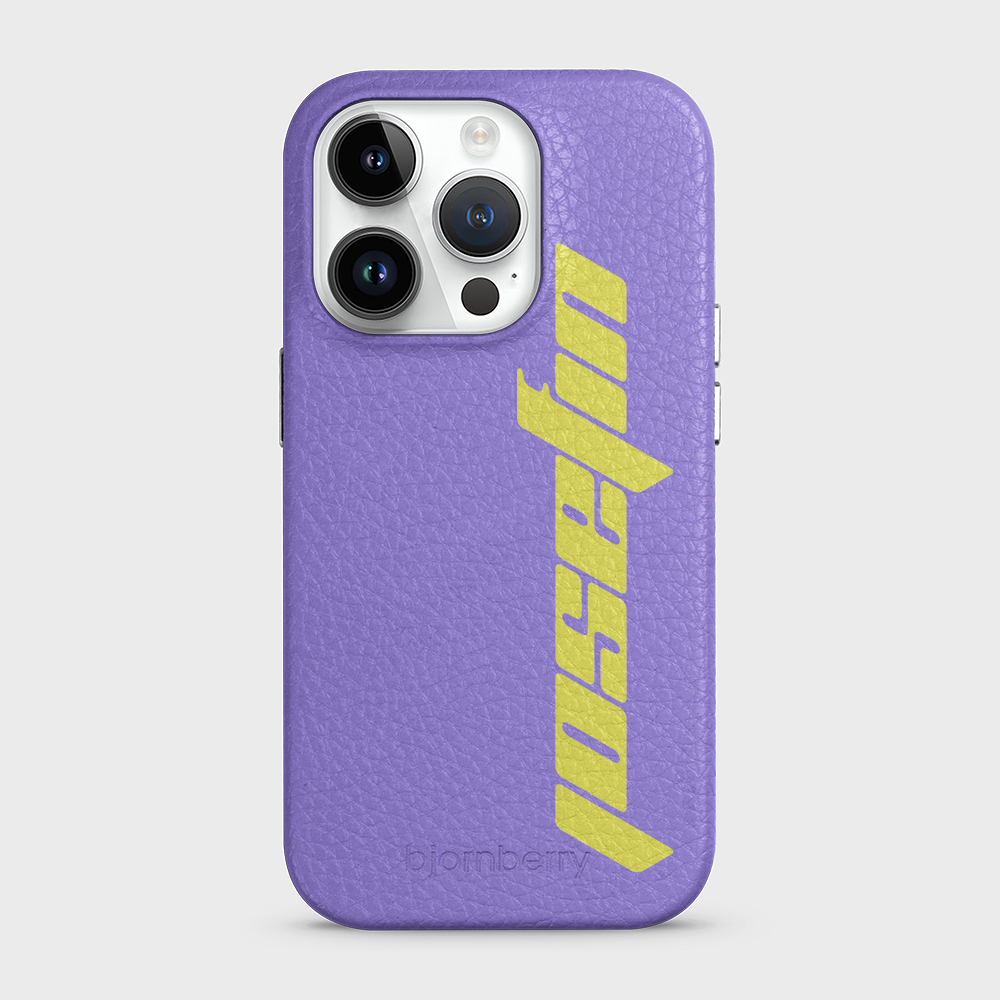iPhone 14 Pro Personalised Leather Case - Futuristic Name - 21