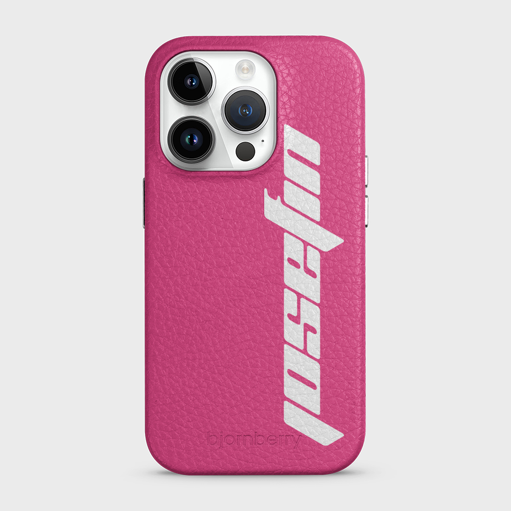 iPhone 14 Pro Personalised Leather Case - Futuristic Name - 27