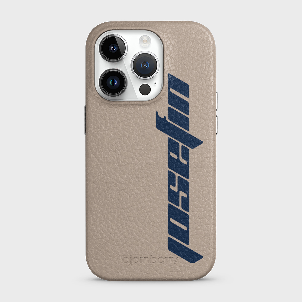 iPhone 14 Pro Personalised Leather Case - Futuristic Name - 32