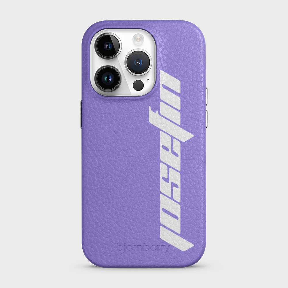 iPhone 14 Pro Personalised Leather Case - Futuristic Name - 20