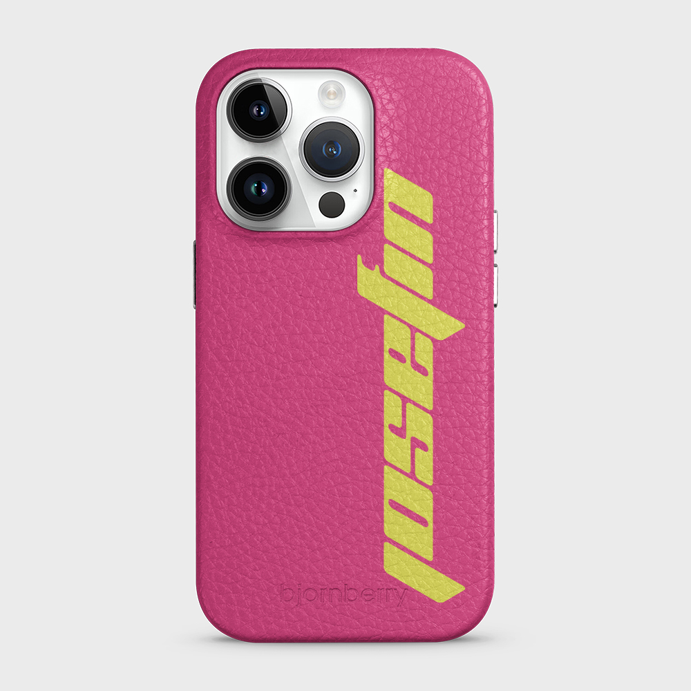 iPhone 14 Pro Personalised Leather Case - Futuristic Name - 28