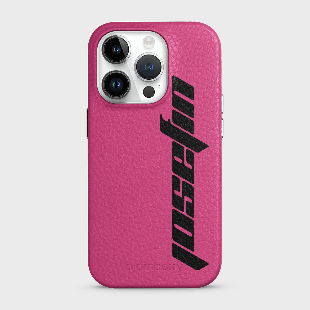 iPhone 14 Pro Personalised Leather Case - Futuristic Name - 26