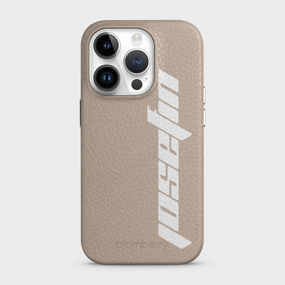 iPhone 14 Pro Personalised Leather Case - Futuristic Name - 34