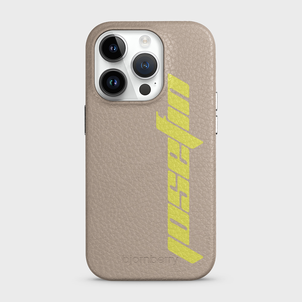 iPhone 14 Pro Personalised Leather Case - Futuristic Name - 35