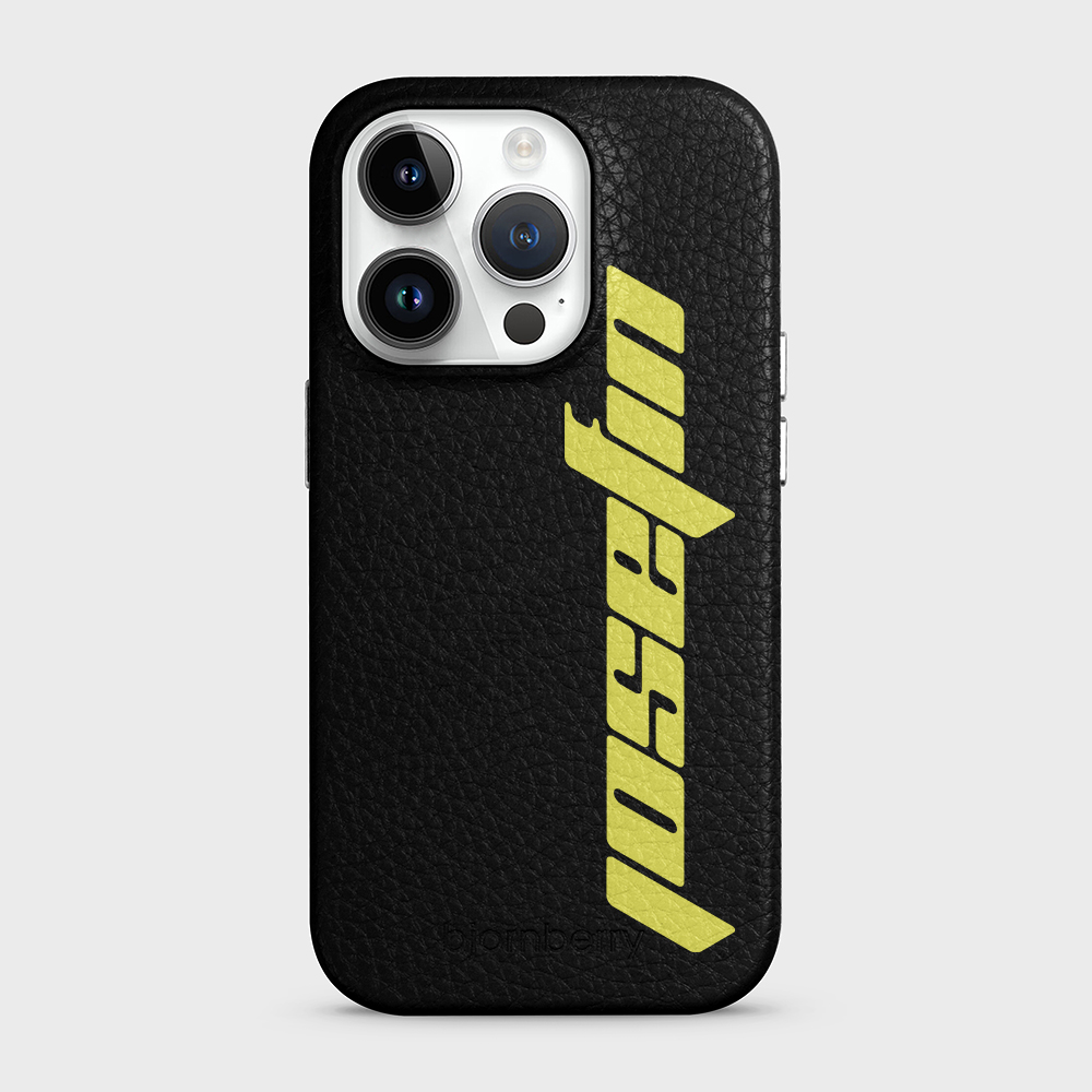 iPhone 14 Pro Personalised Leather Case - Futuristic Name - 7