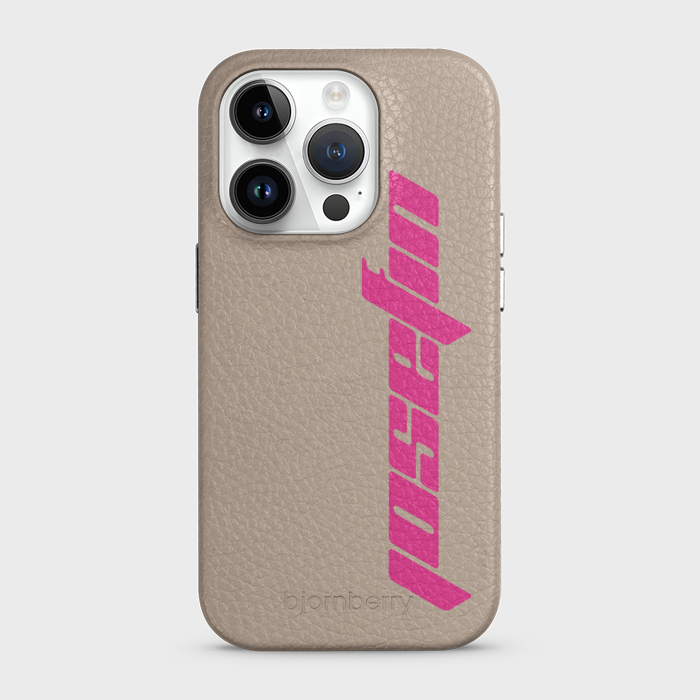 iPhone 14 Pro Personalised Leather Case - Futuristic Name - 29