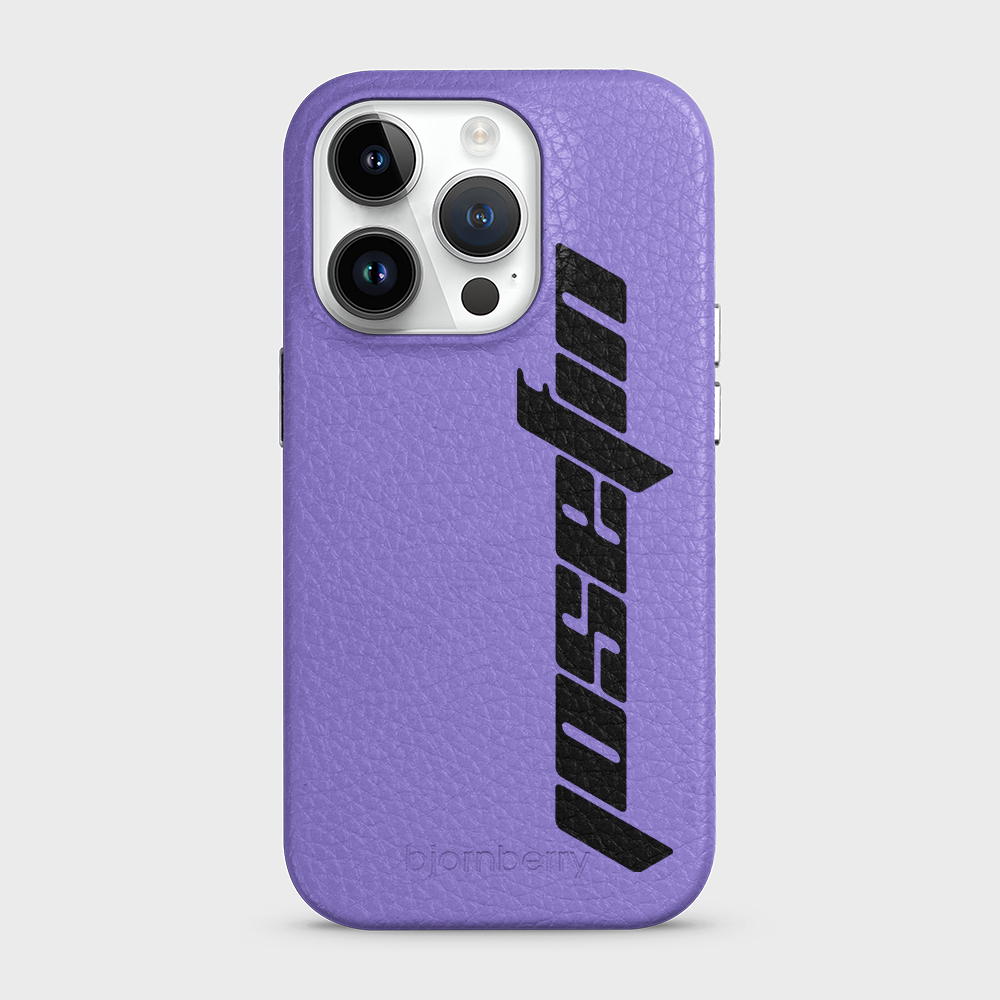 iPhone 14 Pro Personalised Leather Case - Futuristic Name - 19