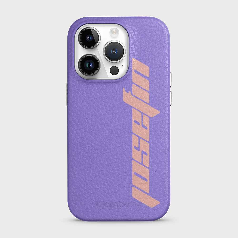 iPhone 14 Pro Personalised Leather Case - Futuristic Name - 17