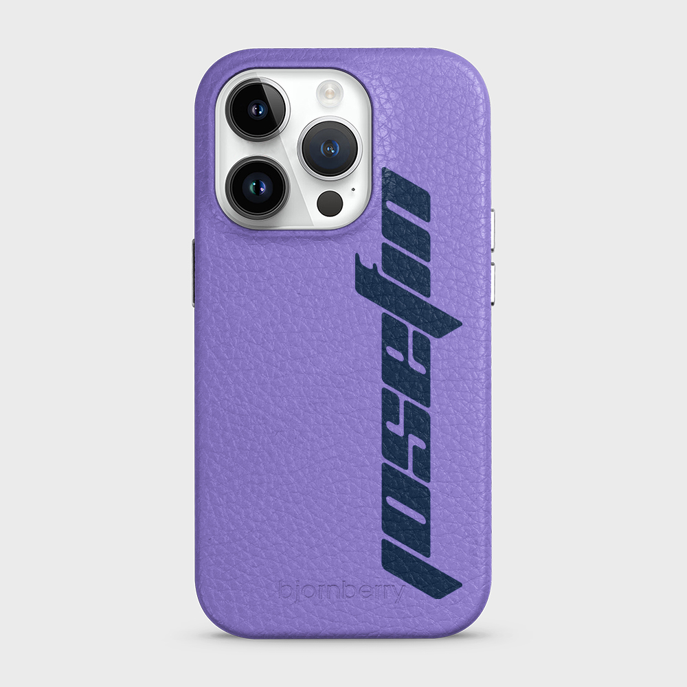 iPhone 14 Pro Personalised Leather Case - Futuristic Name - 15