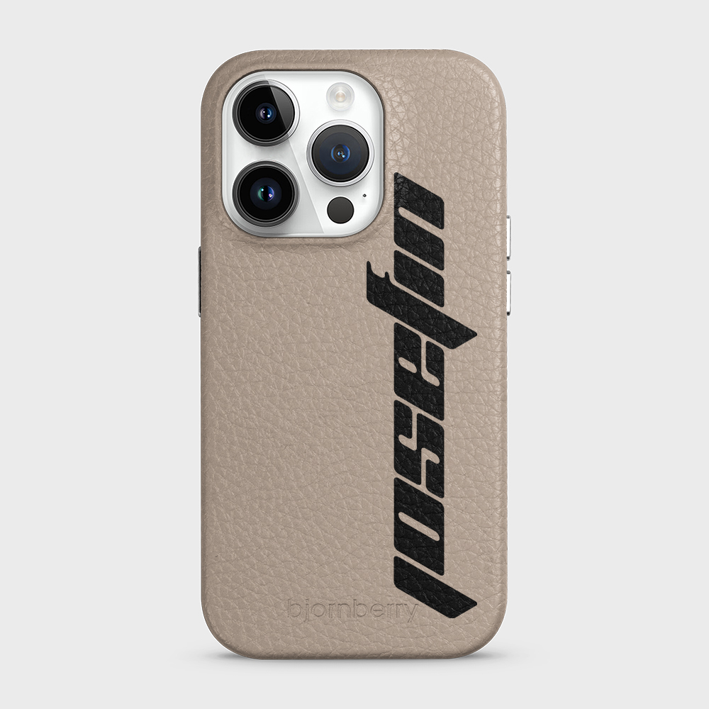 iPhone 14 Pro Personalised Leather Case - Futuristic Name - 33