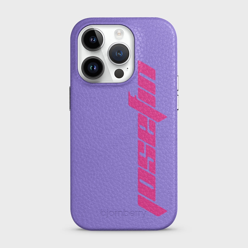 iPhone 14 Pro Personalised Leather Case - Futuristic Name - 16