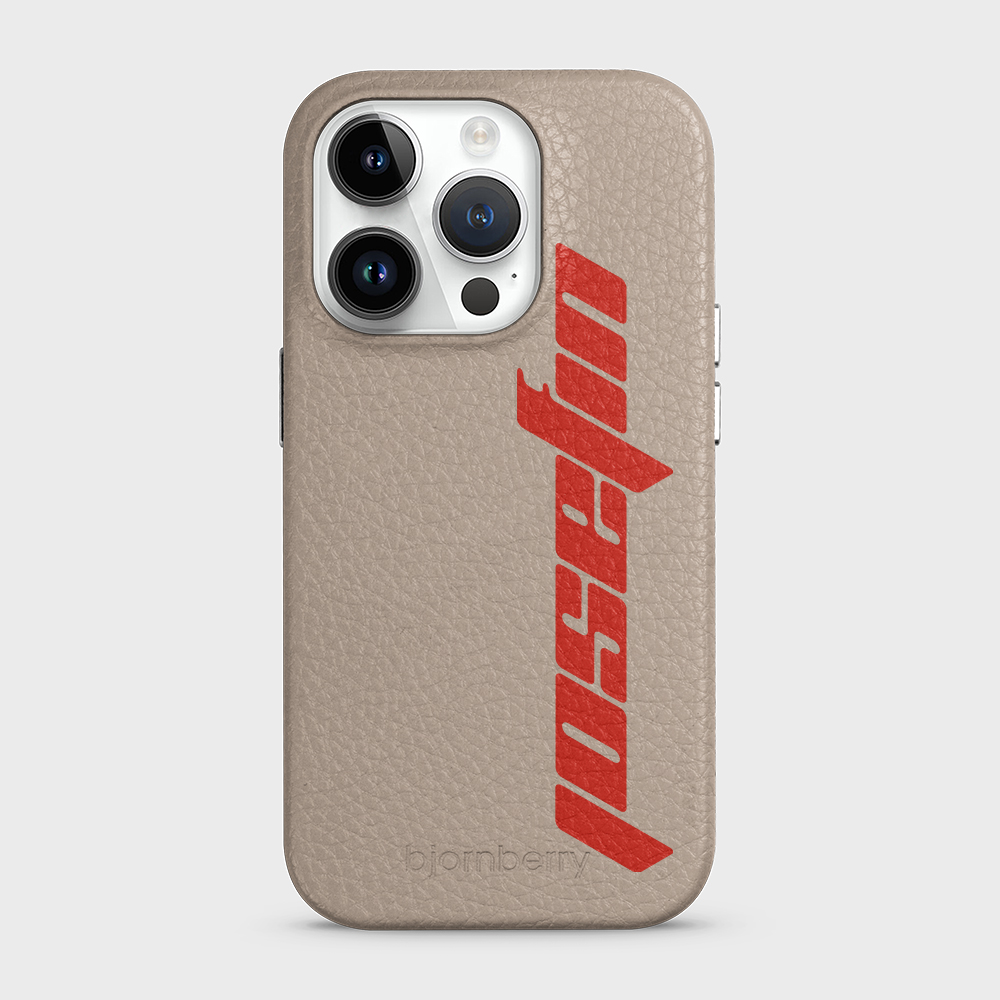 iPhone 14 Pro Personalised Leather Case - Futuristic Name - 31